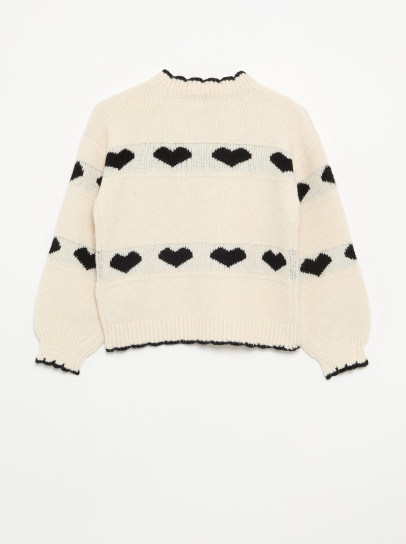 Pull avec jacquard 'coeurs' Noir - Kiabi