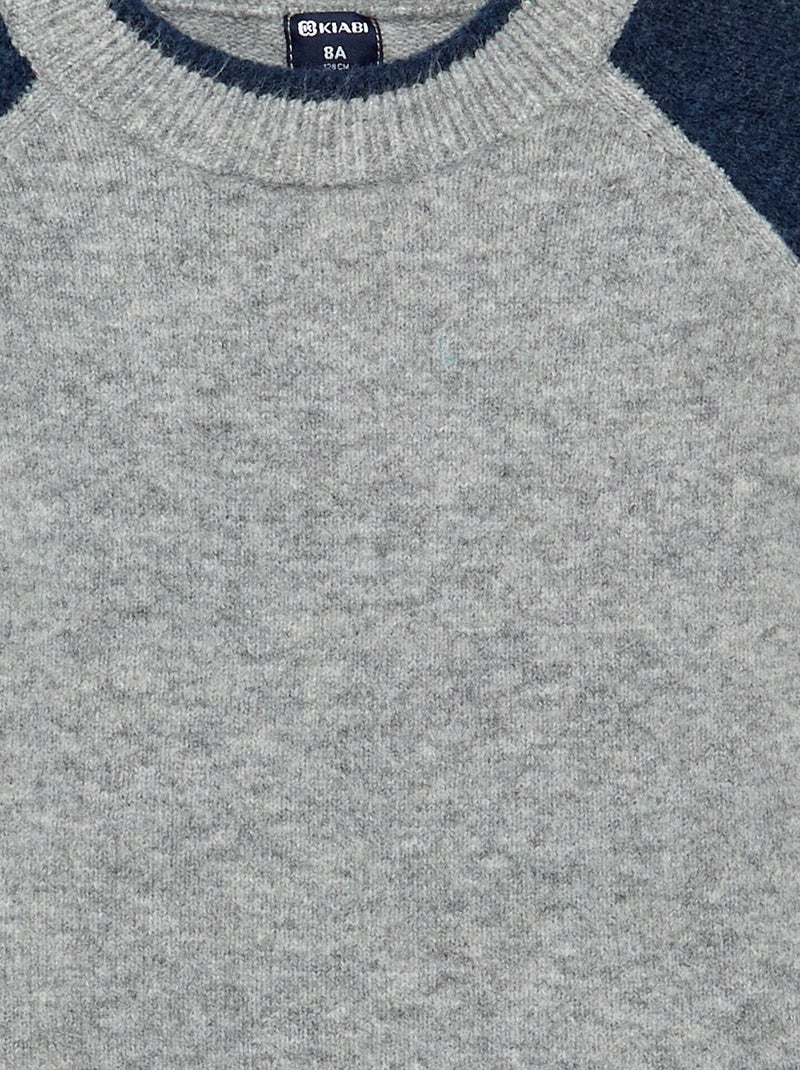 Pull avec manches contrastées Gris - Kiabi