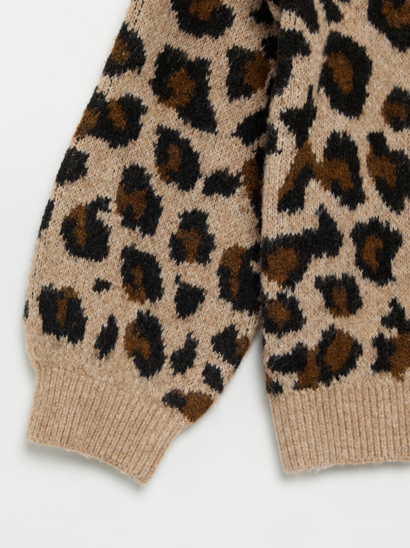 Pull avec motif léopard Beige - Kiabi