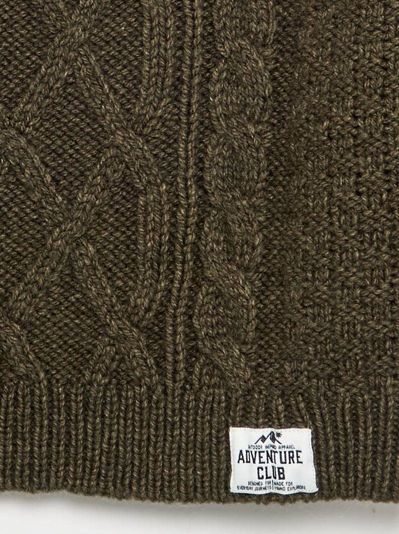 Pull avec torsades - Noël Vert foncé - Kiabi