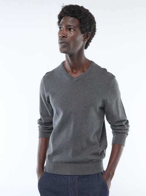 Pull basique en maille unie - Kiabi