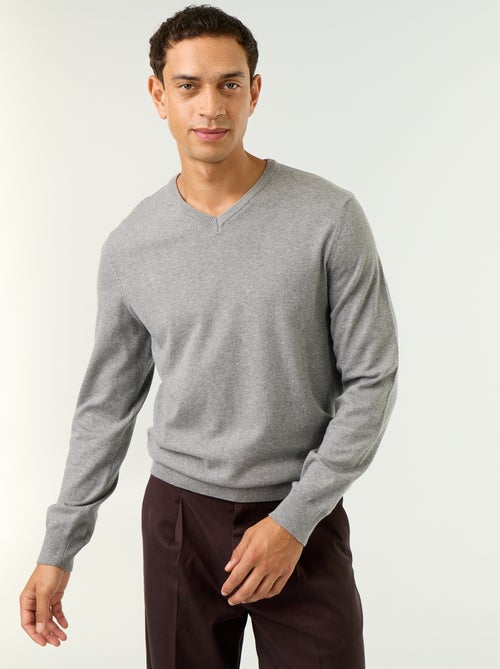 Pull basique en maille unie - Kiabi