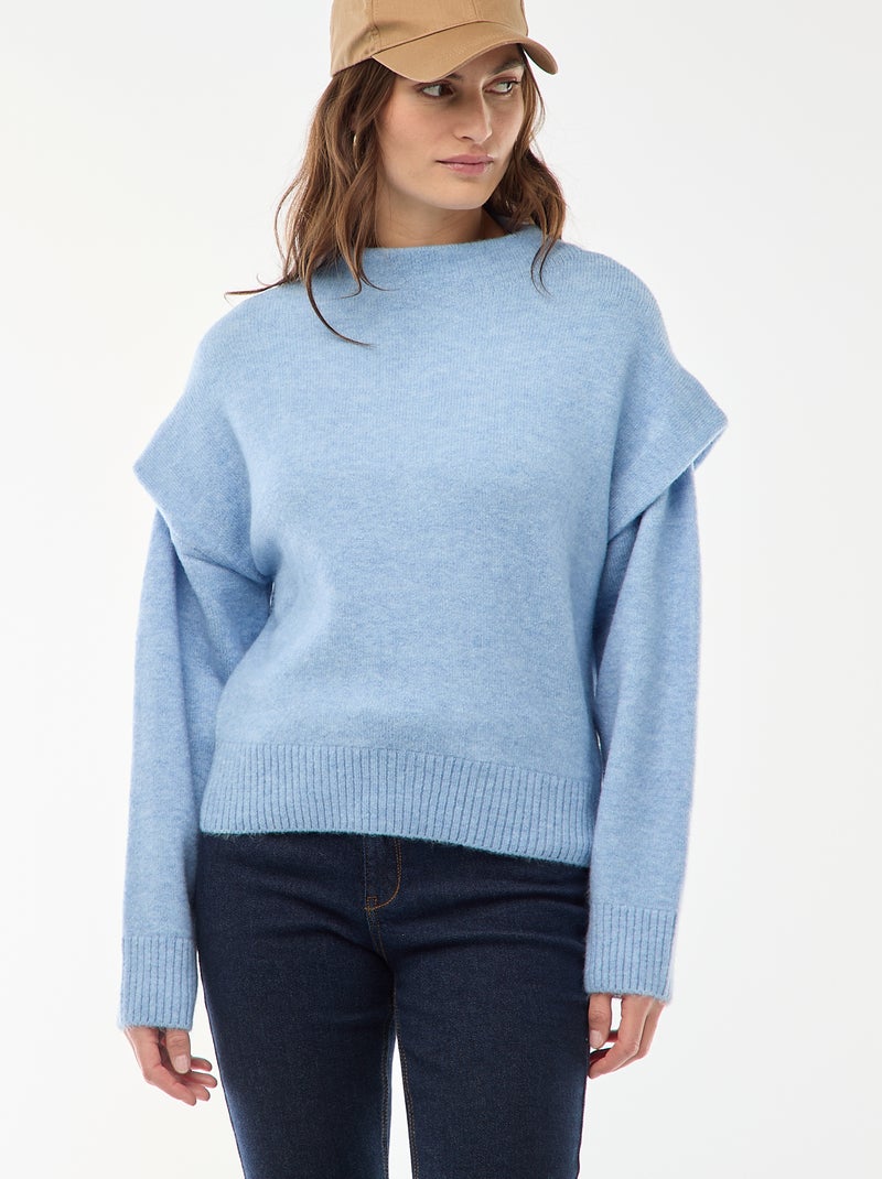 Pull chaud à col montant Bleu - Kiabi