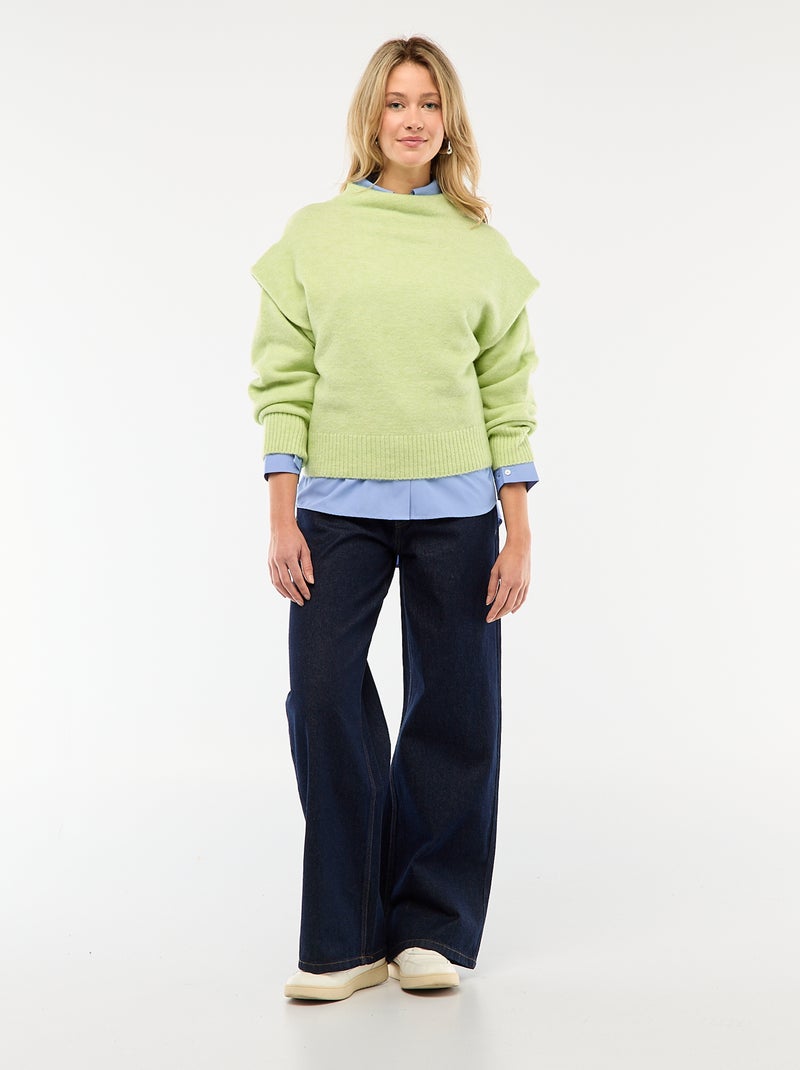 Pull chaud à col montant Vert - Kiabi