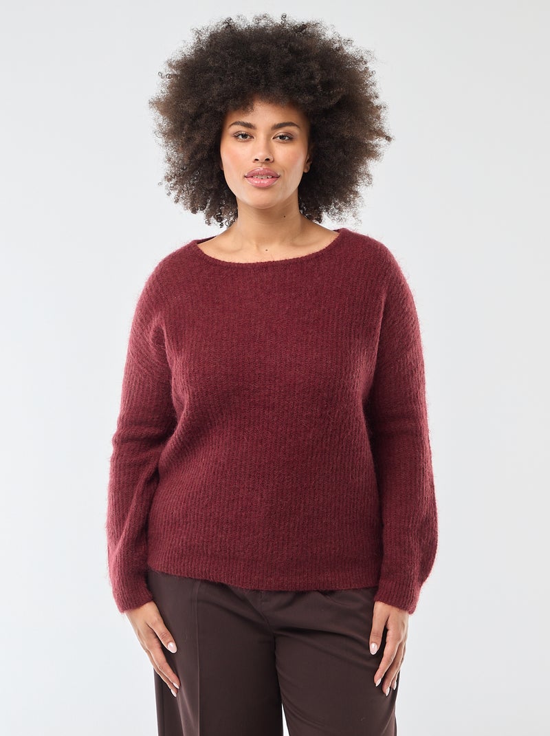 Pull chaud à col rond en mohair Violet - Kiabi