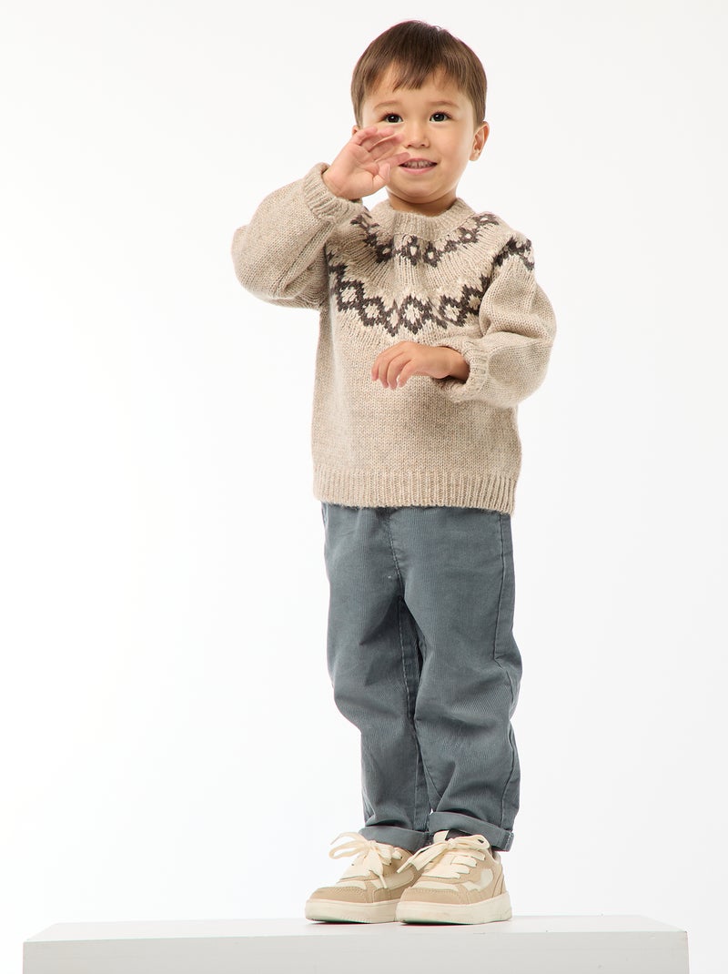 Pull chaud jacquard Beige - Kiabi