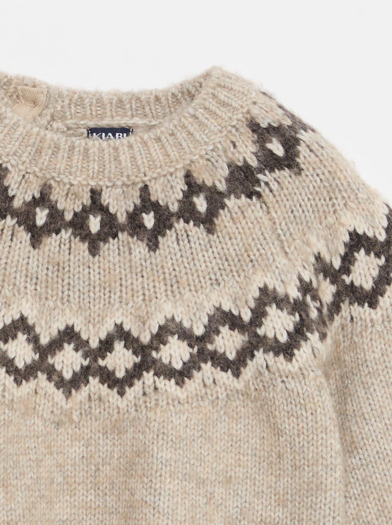 Pull chaud jacquard Beige - Kiabi