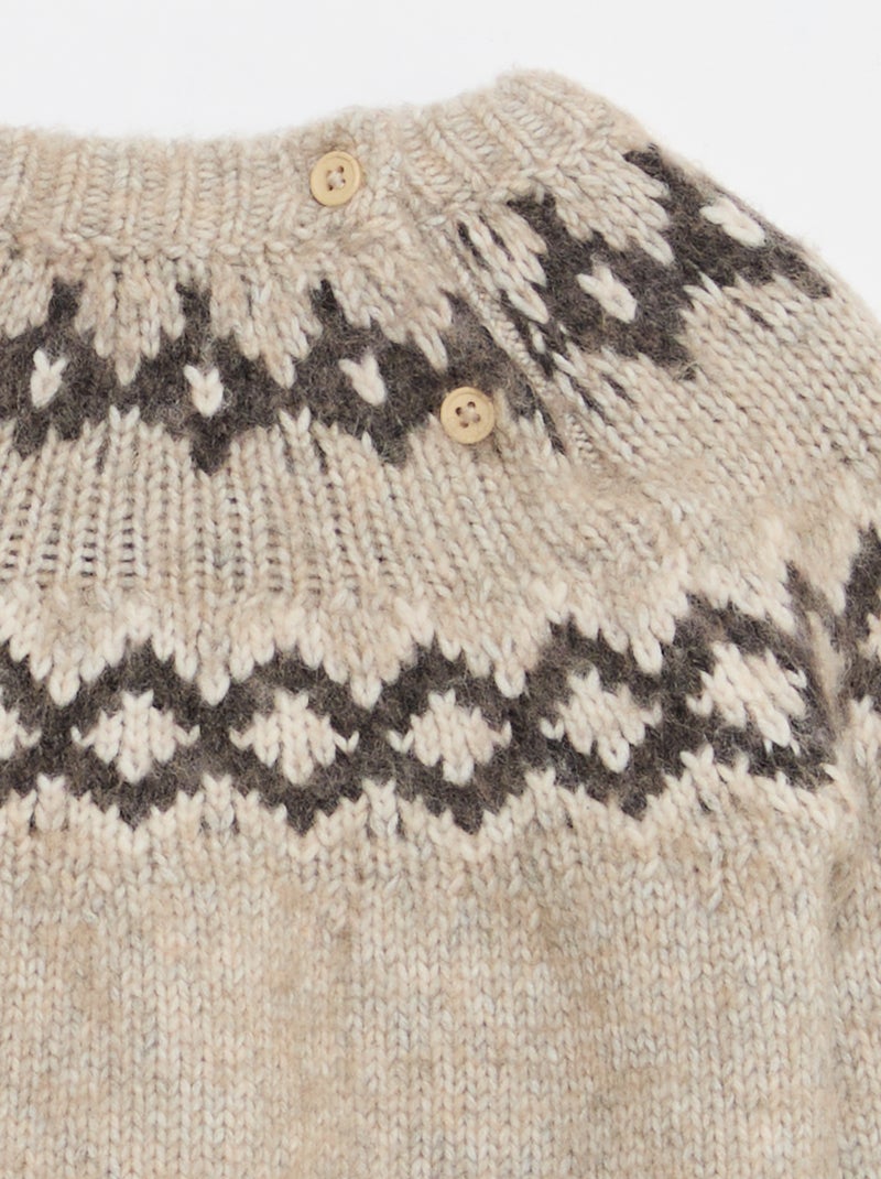 Pull chaud jacquard Beige - Kiabi