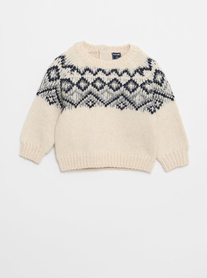 Pull chaud jacquard Blanc - Kiabi