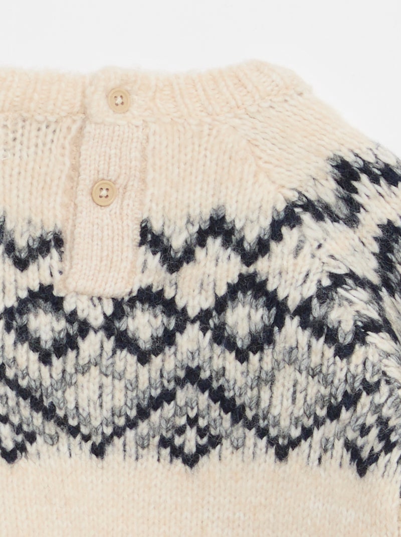 Pull chaud jacquard Blanc - Kiabi