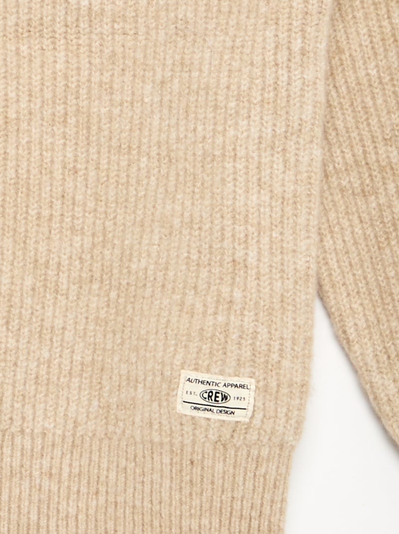 Pull col camionneur en maille grosse jauge Beige - Kiabi