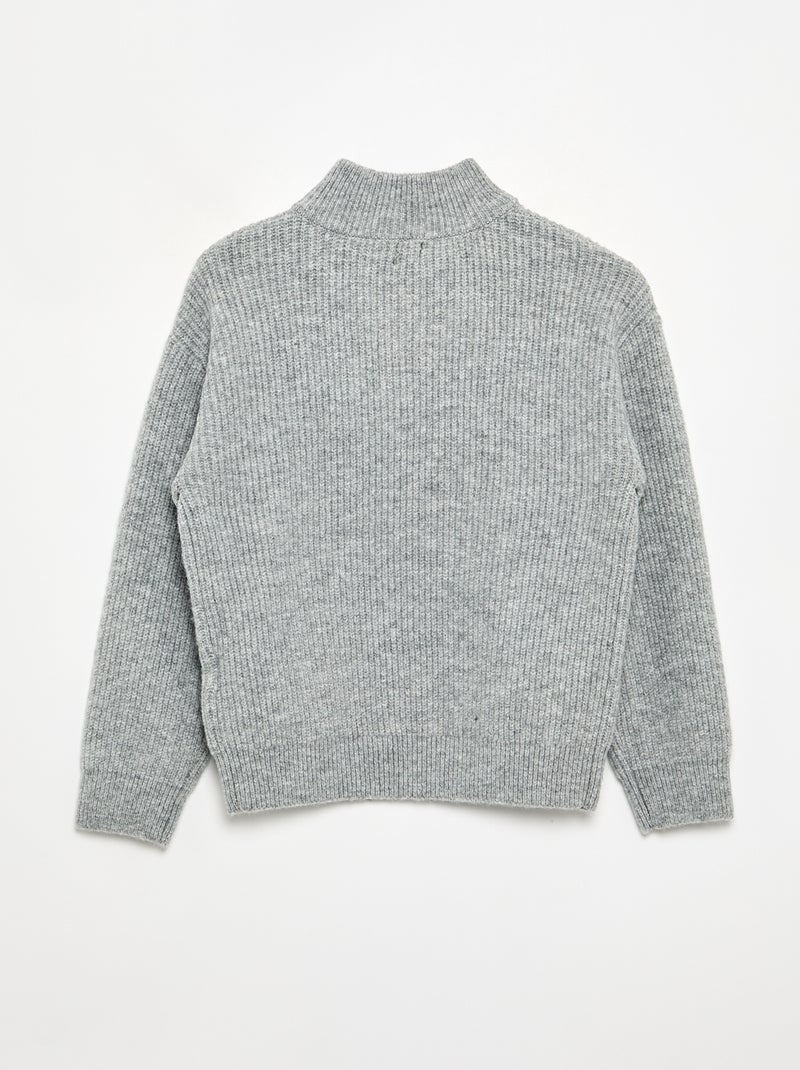 Pull col camionneur en maille grosse jauge Gris - Kiabi