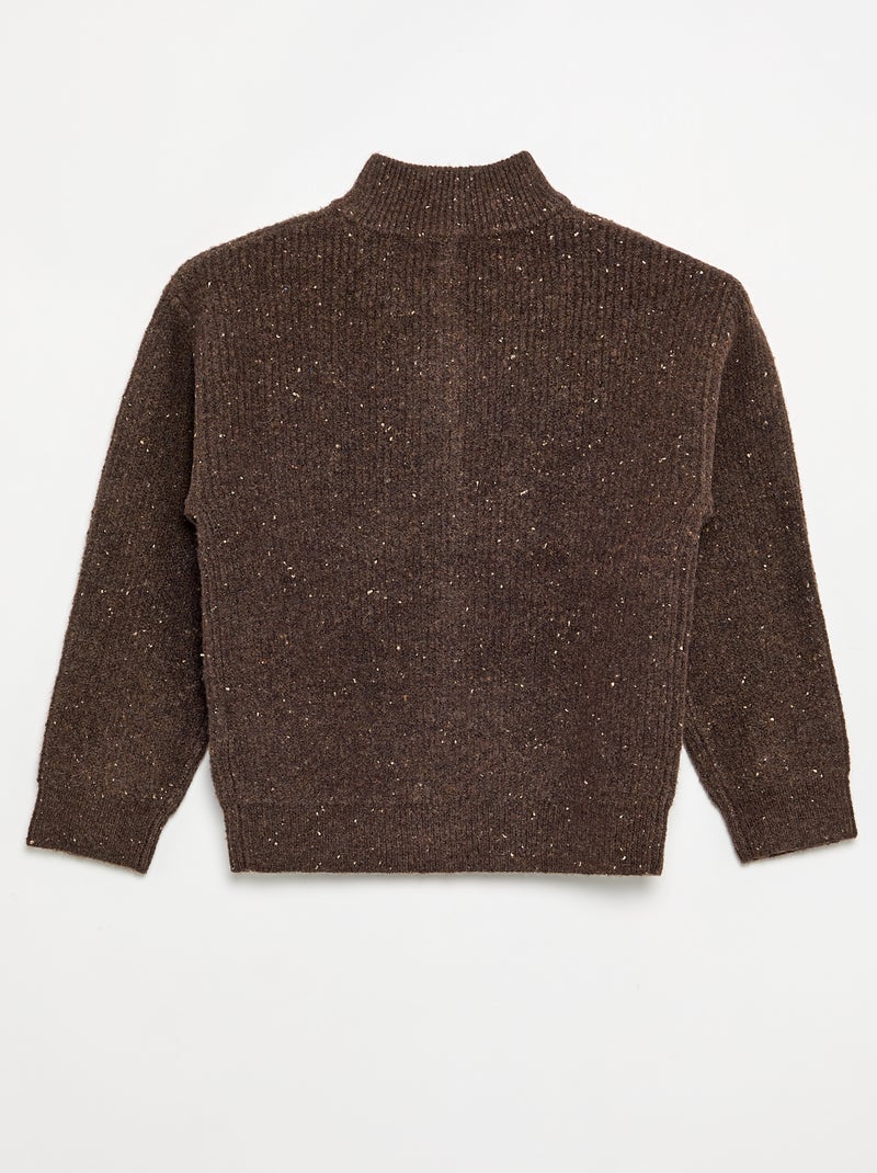 Pull col camionneur en maille grosse jauge Marron - Kiabi