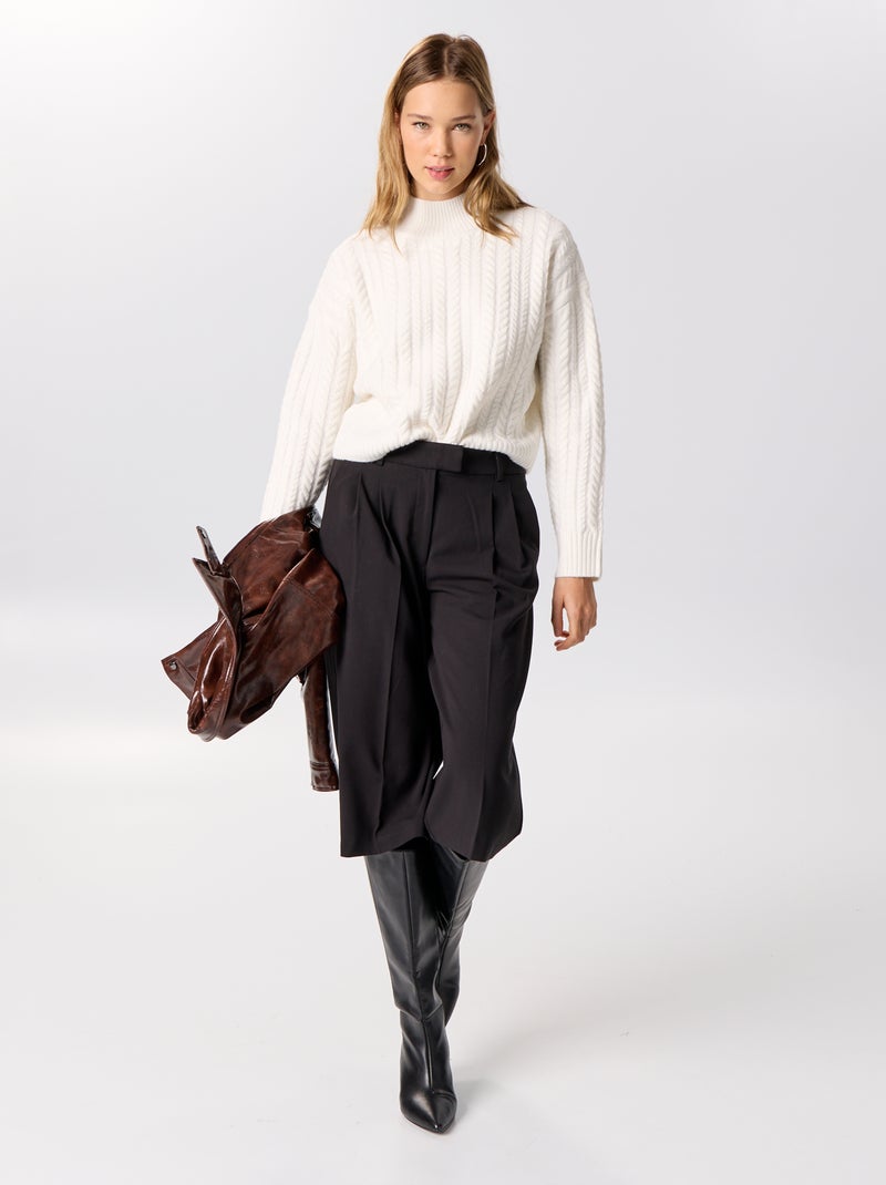 Pull col montant uni Blanc - Kiabi
