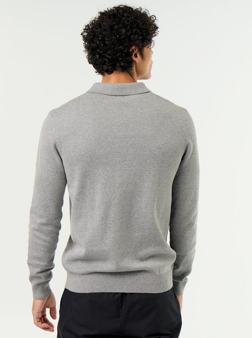 Pull col polo à manches longues - Kiabi