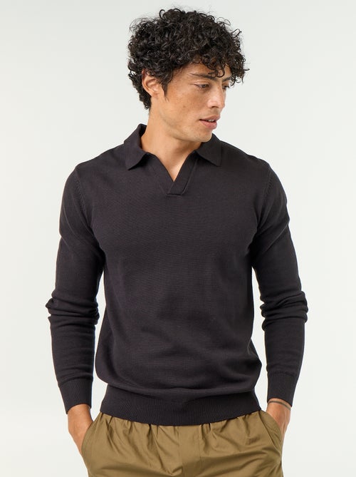 Pull col polo à manches longues - Kiabi