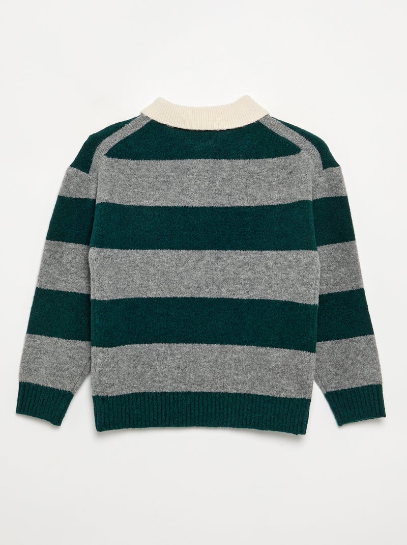 Pull col polo Vert foncé - Kiabi