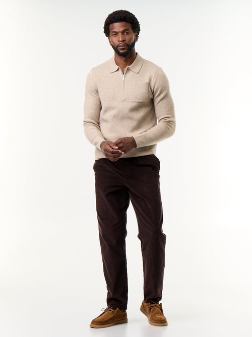 Pull col polo zippé - Kiabi