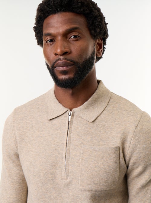 Pull col polo zippé - Kiabi