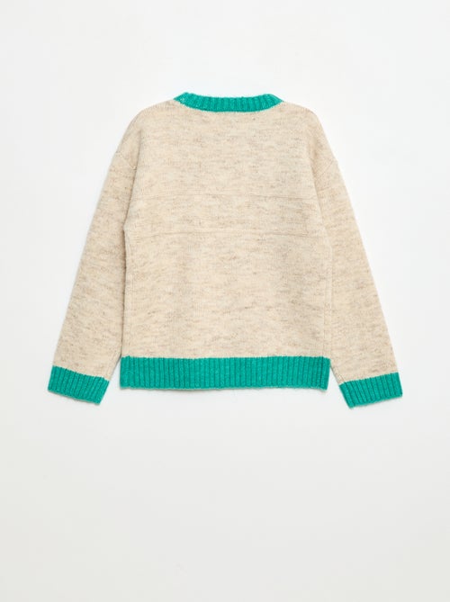 Pull col rond avec frise - Kiabi