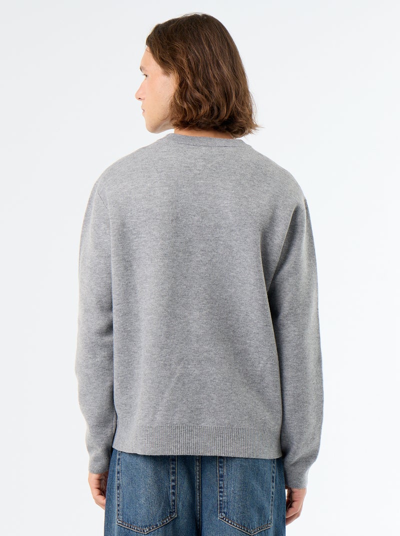 Pull col rond avec inscriptions Blanc - Kiabi