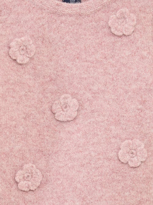 Pull col rond avec patch fleurs - Kiabi