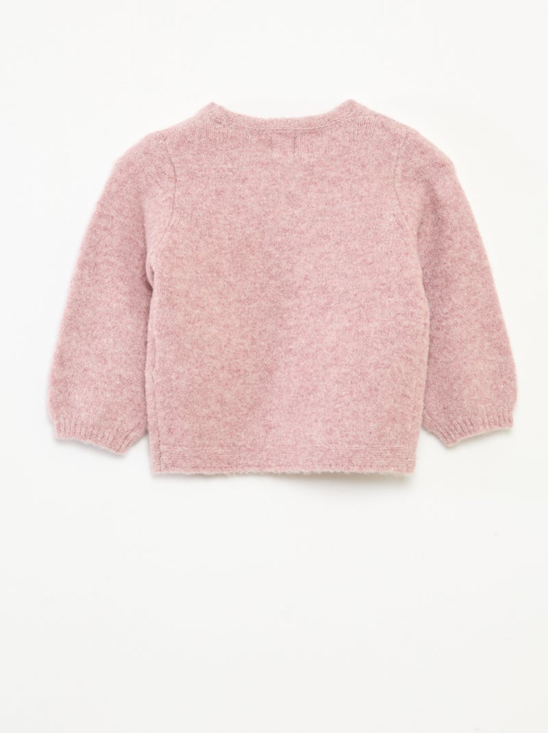 Pull col rond avec patch fleurs Rose - Kiabi