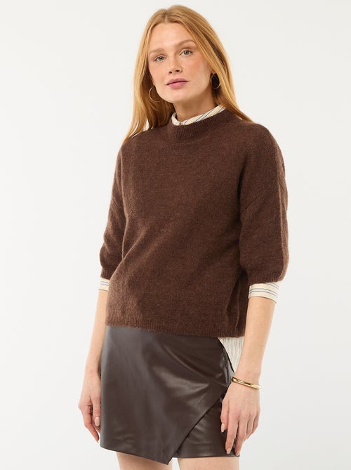 Pull col rond en mohair uni - Kiabi