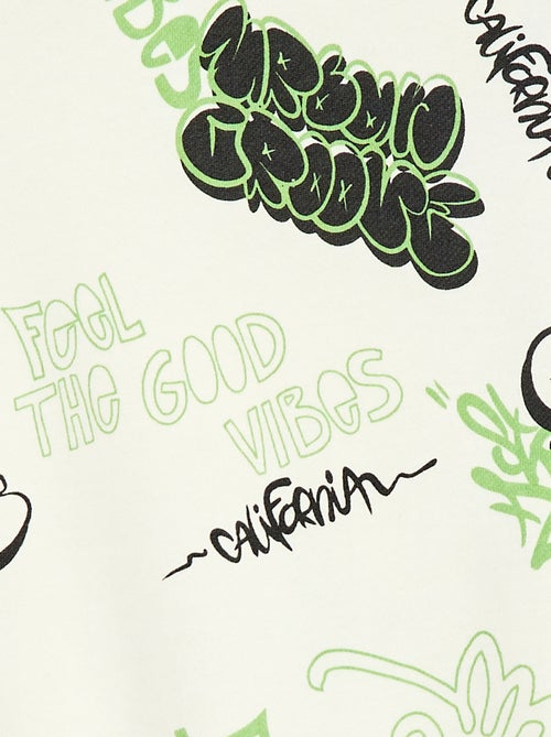 Pull col rond imprimé en coton - Kiabi