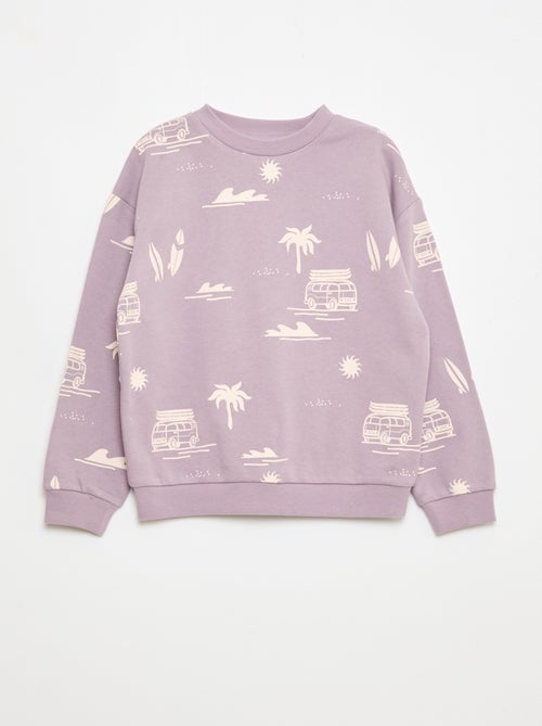 Pull col rond imprimé en coton - Kiabi