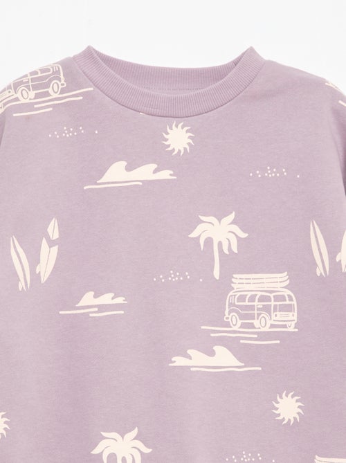 Pull col rond imprimé en coton - Kiabi