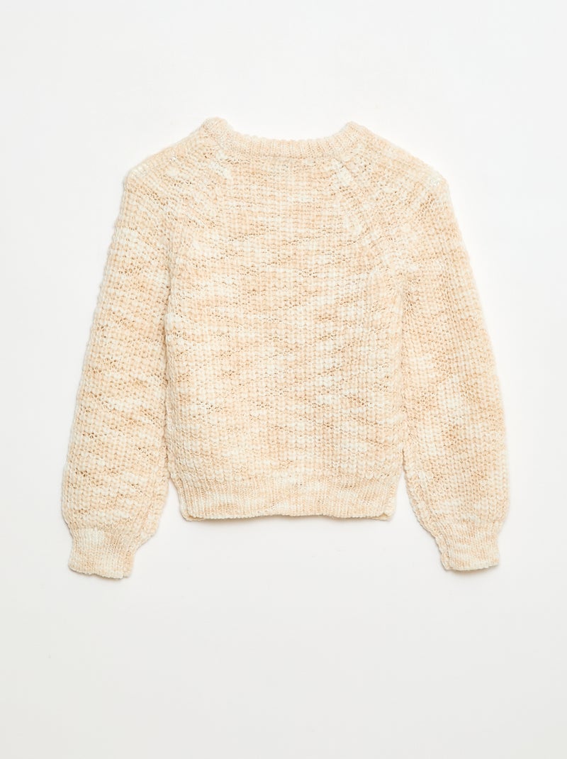 Pull col rond manches longues Beige - Kiabi