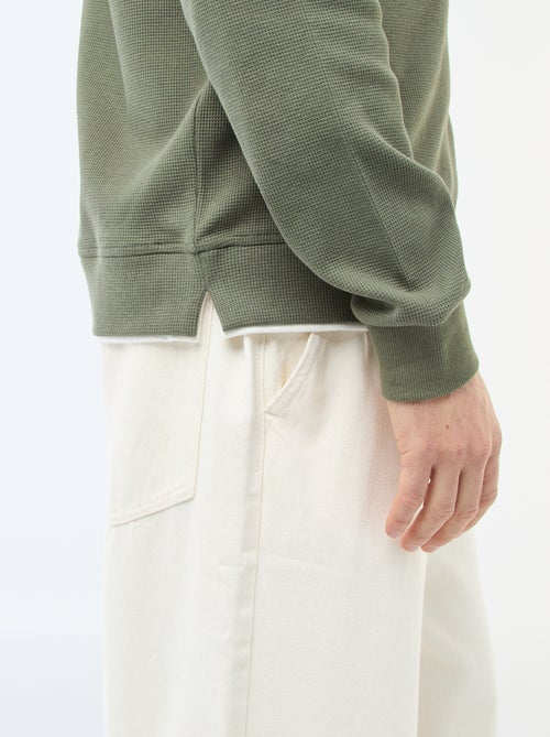 Pull col rond nid d'abeille - Kiabi