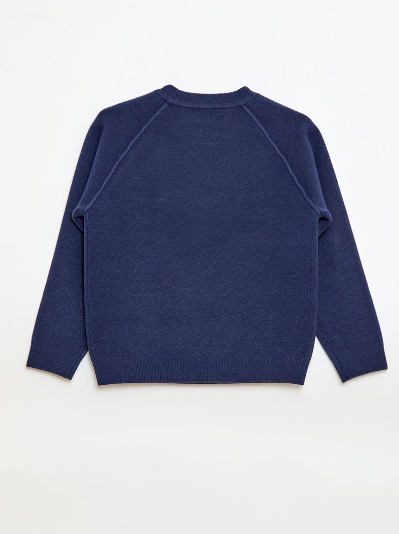 Pull col rond toucher doux Bleu - Kiabi