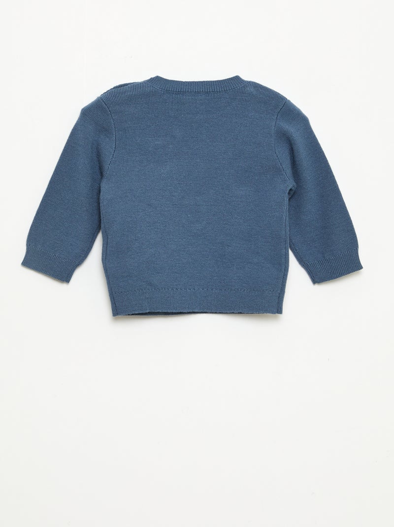 Pull col rond tricot 'Disney' 'Mickey' Bleu - Kiabi