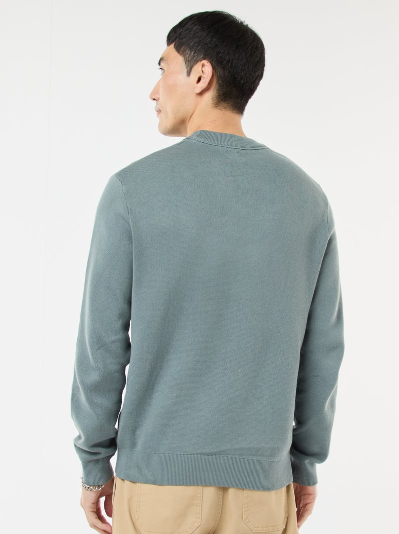 Pull col rond uni Bleu - Kiabi