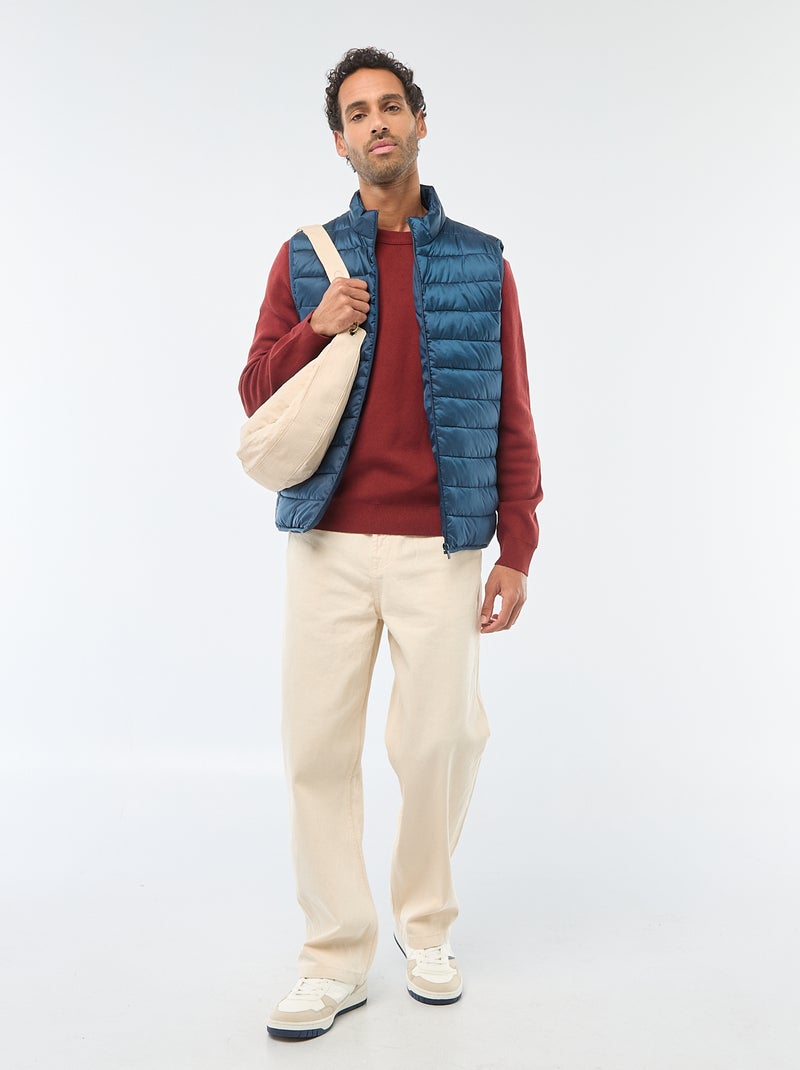 Pull col rond uni Rouge - Kiabi