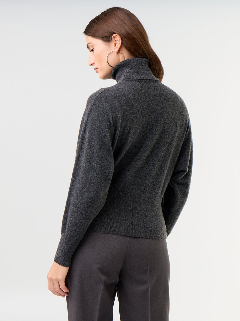 Pull col roulé avec emmanchures chauve-souris Gris - Kiabi