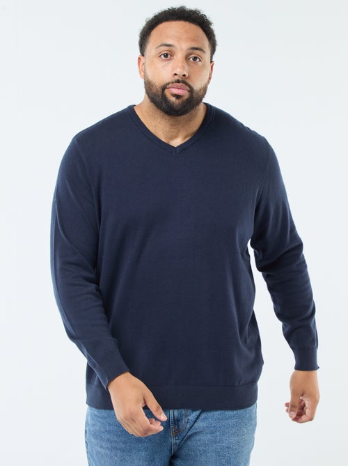 Pull col V en maille fine jauge - Kiabi