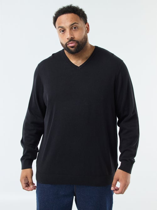 Pull col V en maille fine jauge - Kiabi