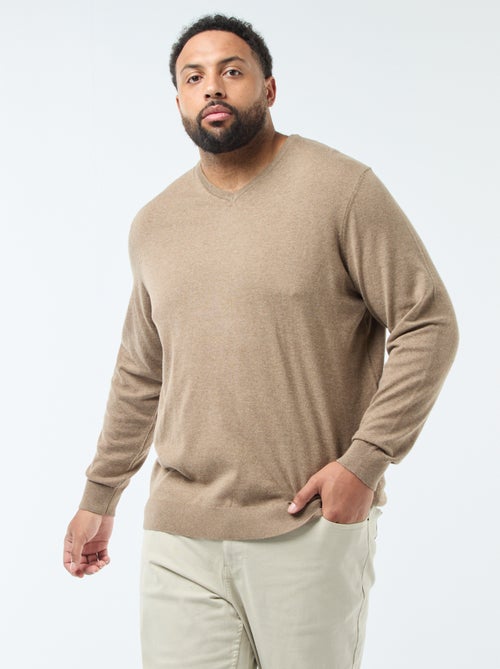 Pull col V en maille fine jauge - Kiabi