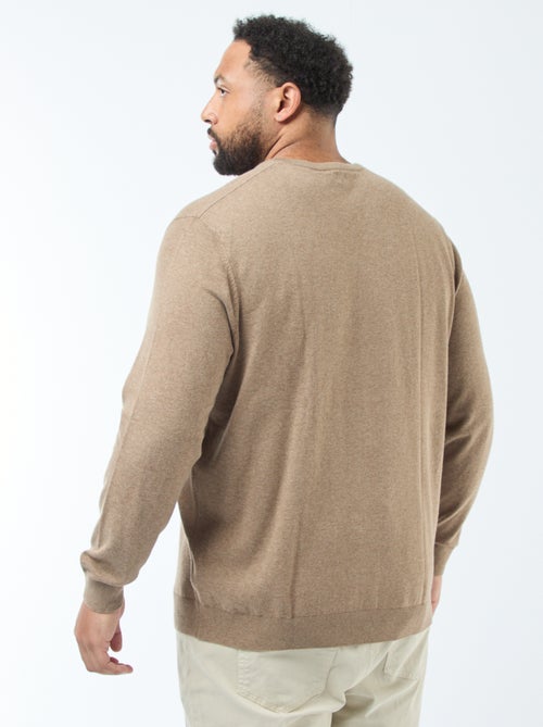 Pull col V en maille fine jauge - Kiabi