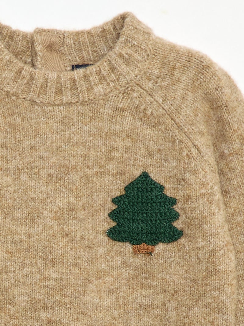 Pull de Noël doux animé fantaisie Beige - Kiabi