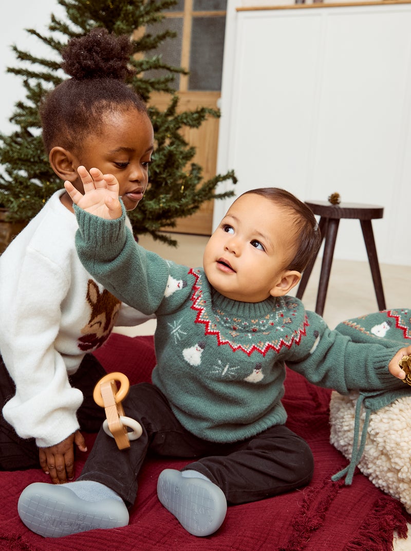 Pull de Noël doux animé fantaisie Vert - Kiabi