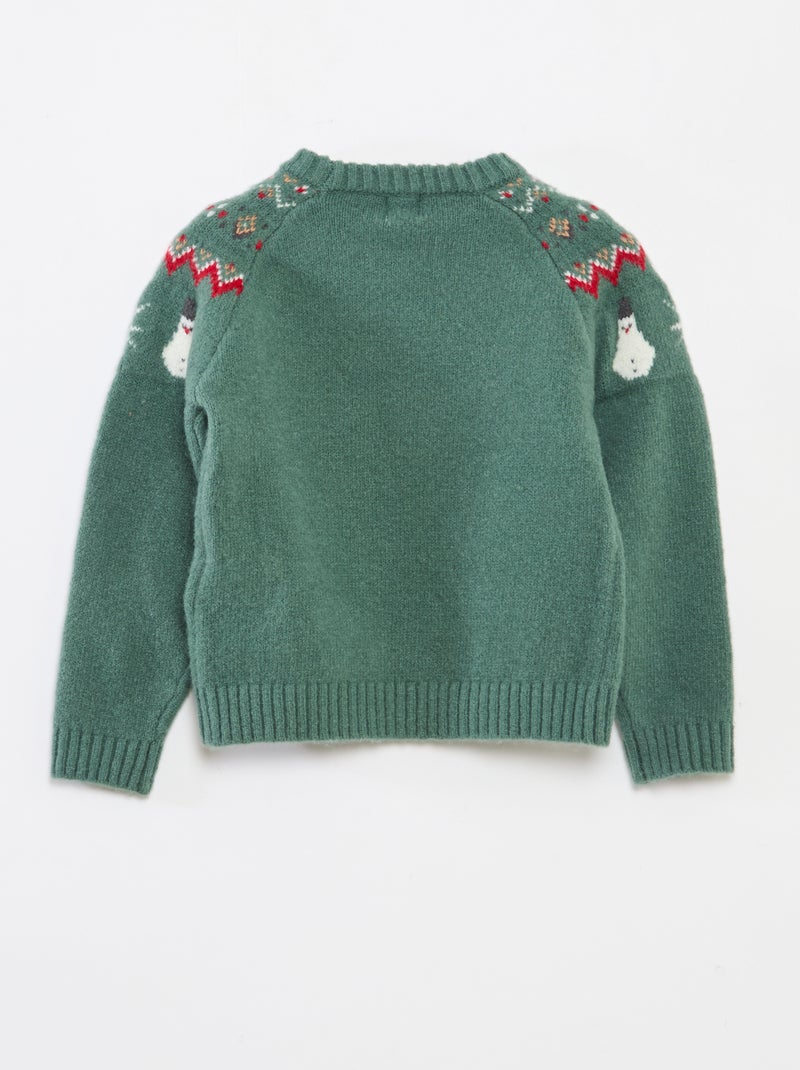Pull de Noël doux animé fantaisie Vert - Kiabi