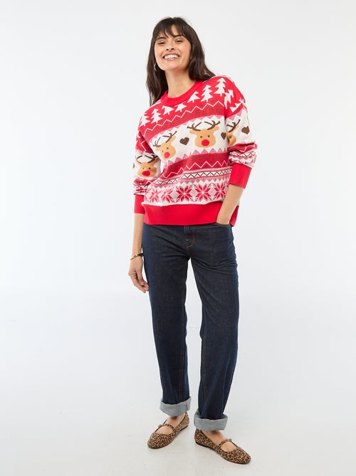 Pull de Noël en jacquard 'renne' - Kiabi