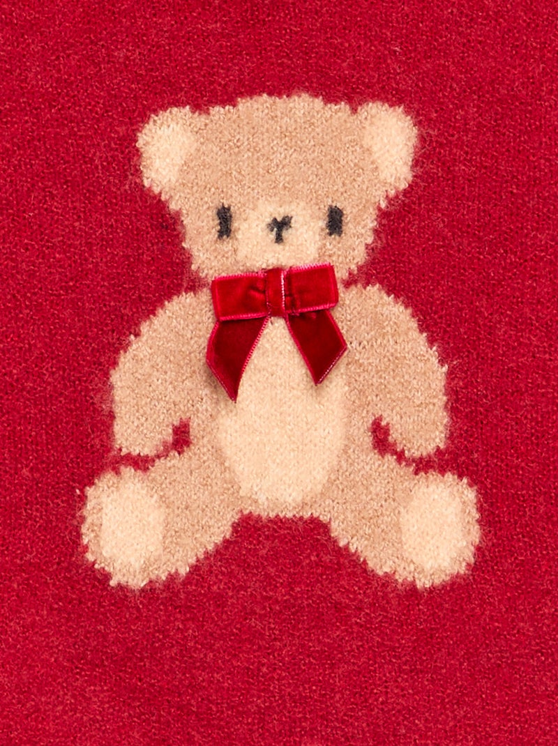 Pull de Noël fine jauge 'ourson' Rouge - Kiabi