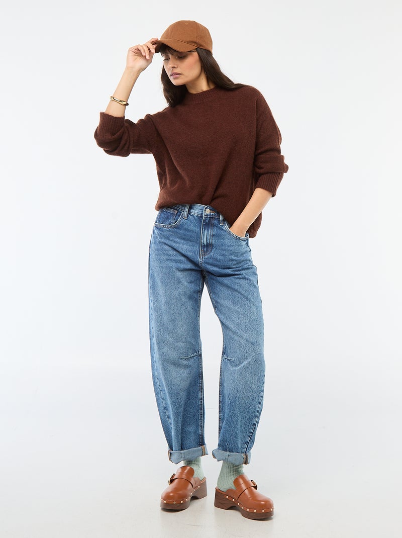 Pull doux en mohair et laine Marron - Kiabi