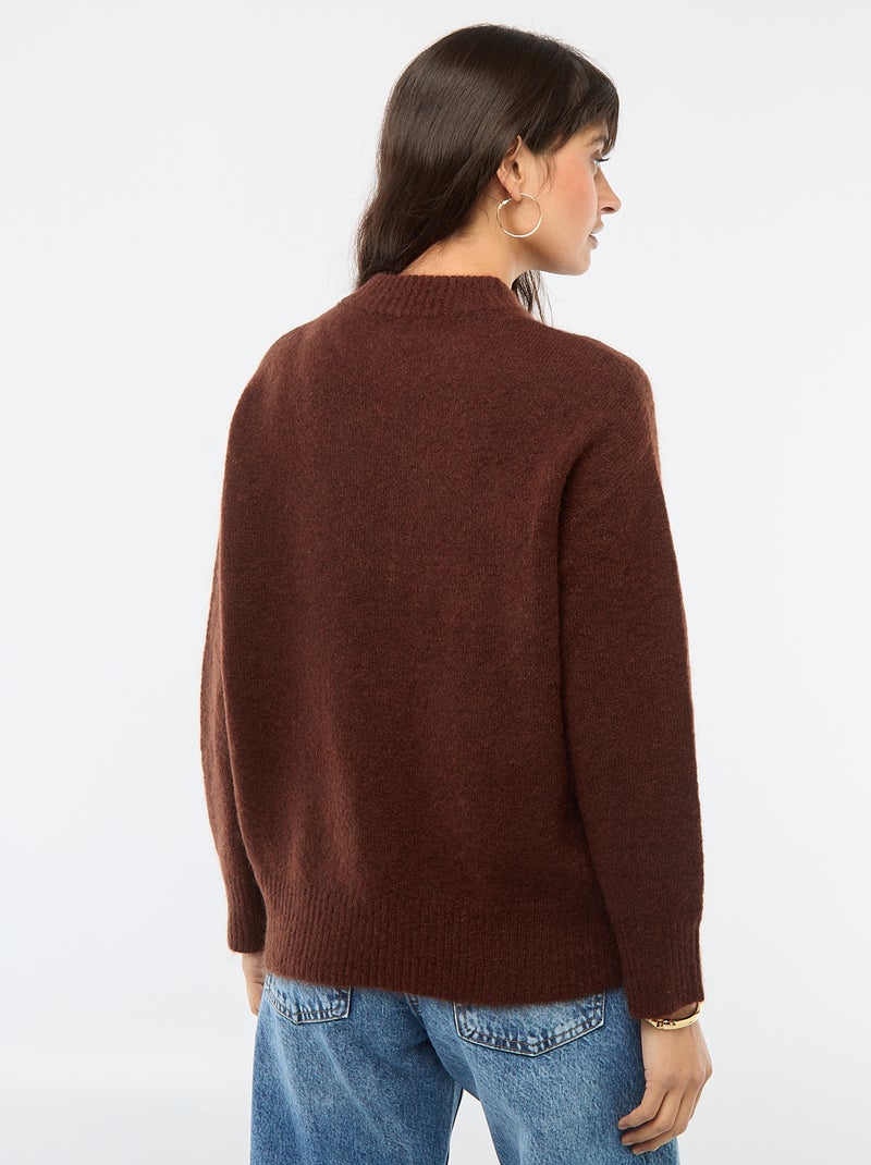 Pull doux en mohair et laine Marron - Kiabi