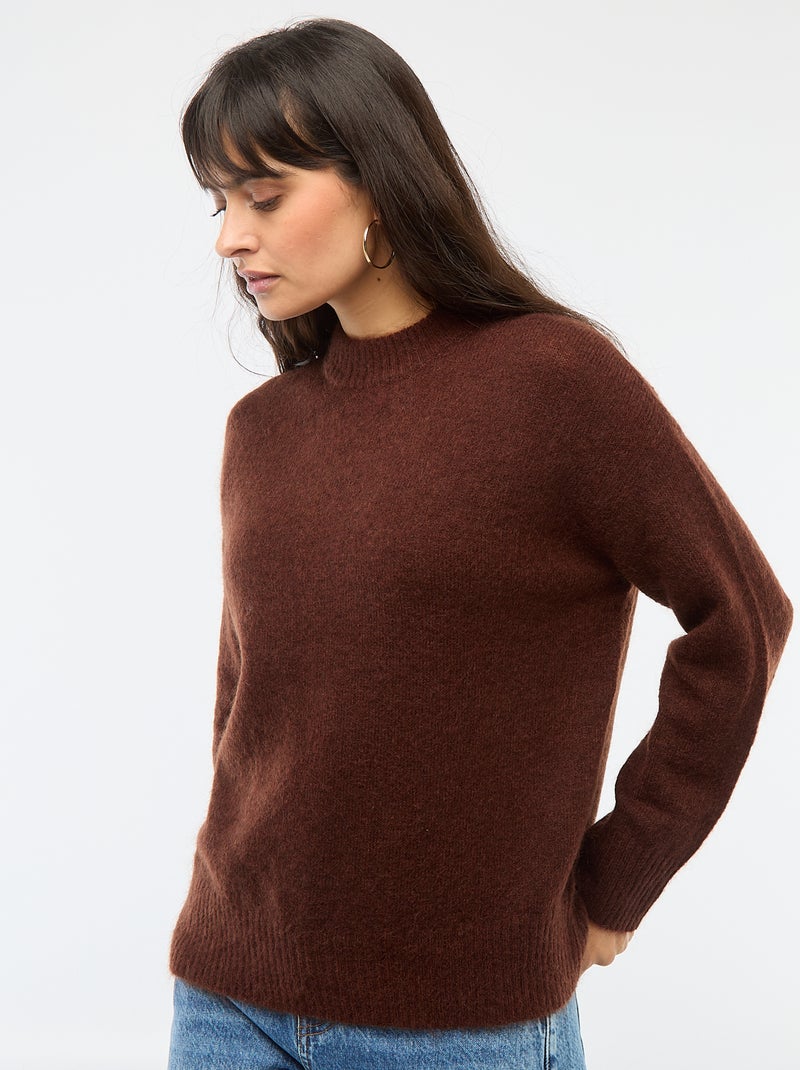 Pull doux en mohair et laine Marron - Kiabi